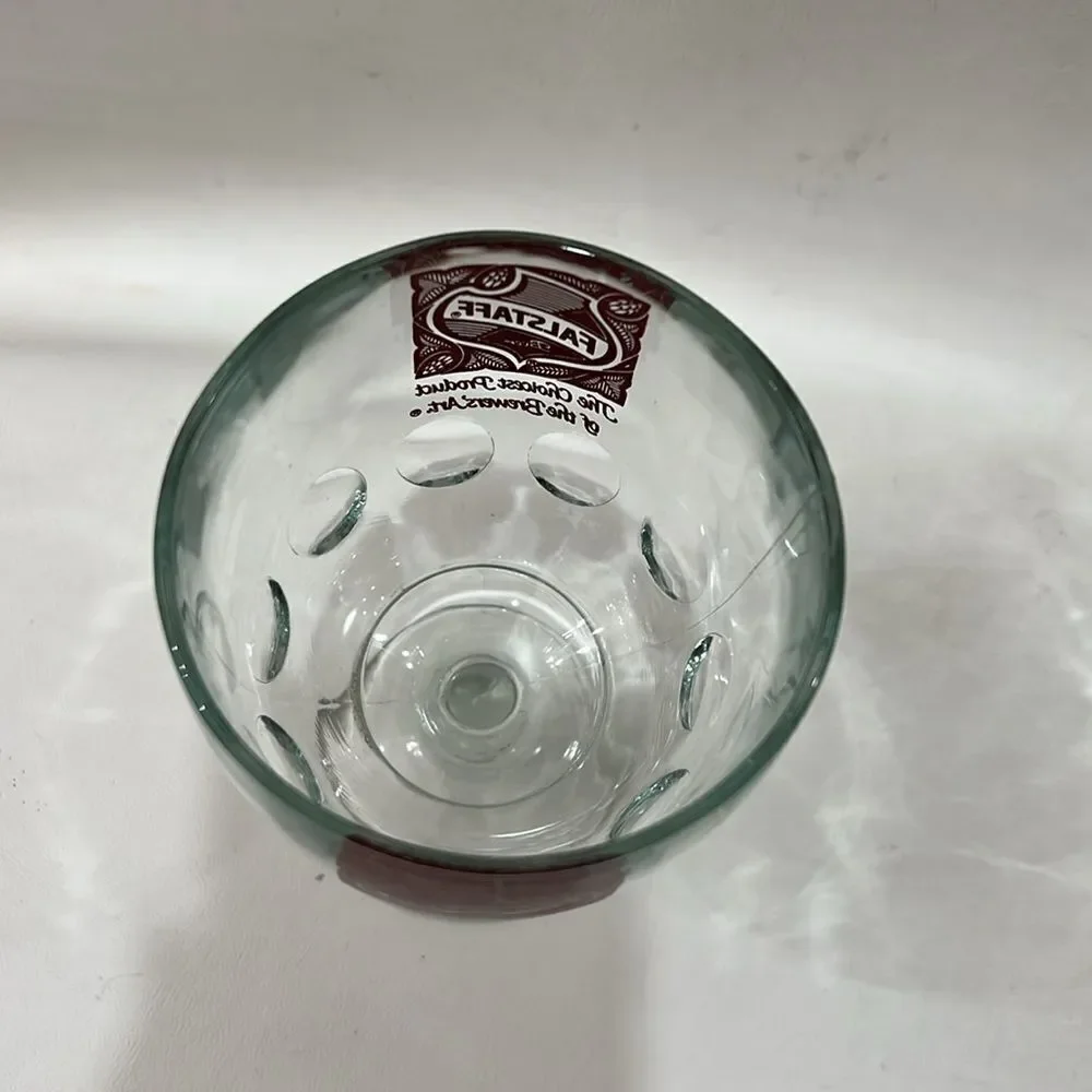 Falstaff Beer Burgundy Red 16 Ounces Cold Draft Beer Glass  Stemmed Mug Vintage
